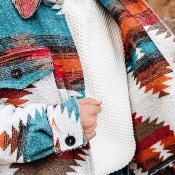 Southwest / Aztec Style Oversized Flannel Jacket NWOT - Picture 10 of 15